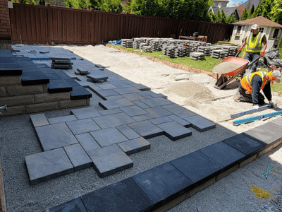 patio building backyard interlocking