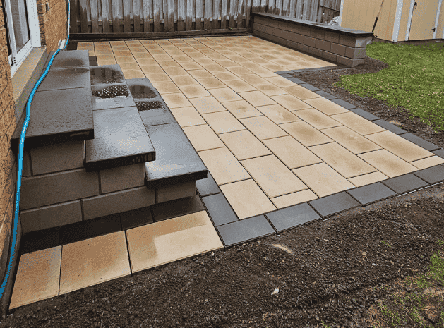 backyard steps and patio