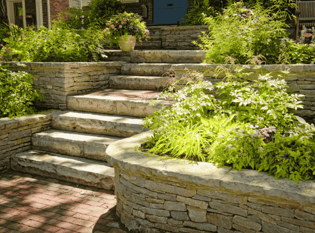 interlocking retaining walls and steps