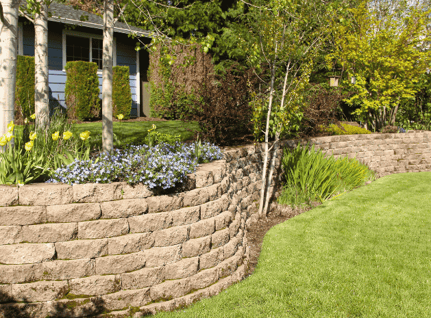 retaining walls garden installation